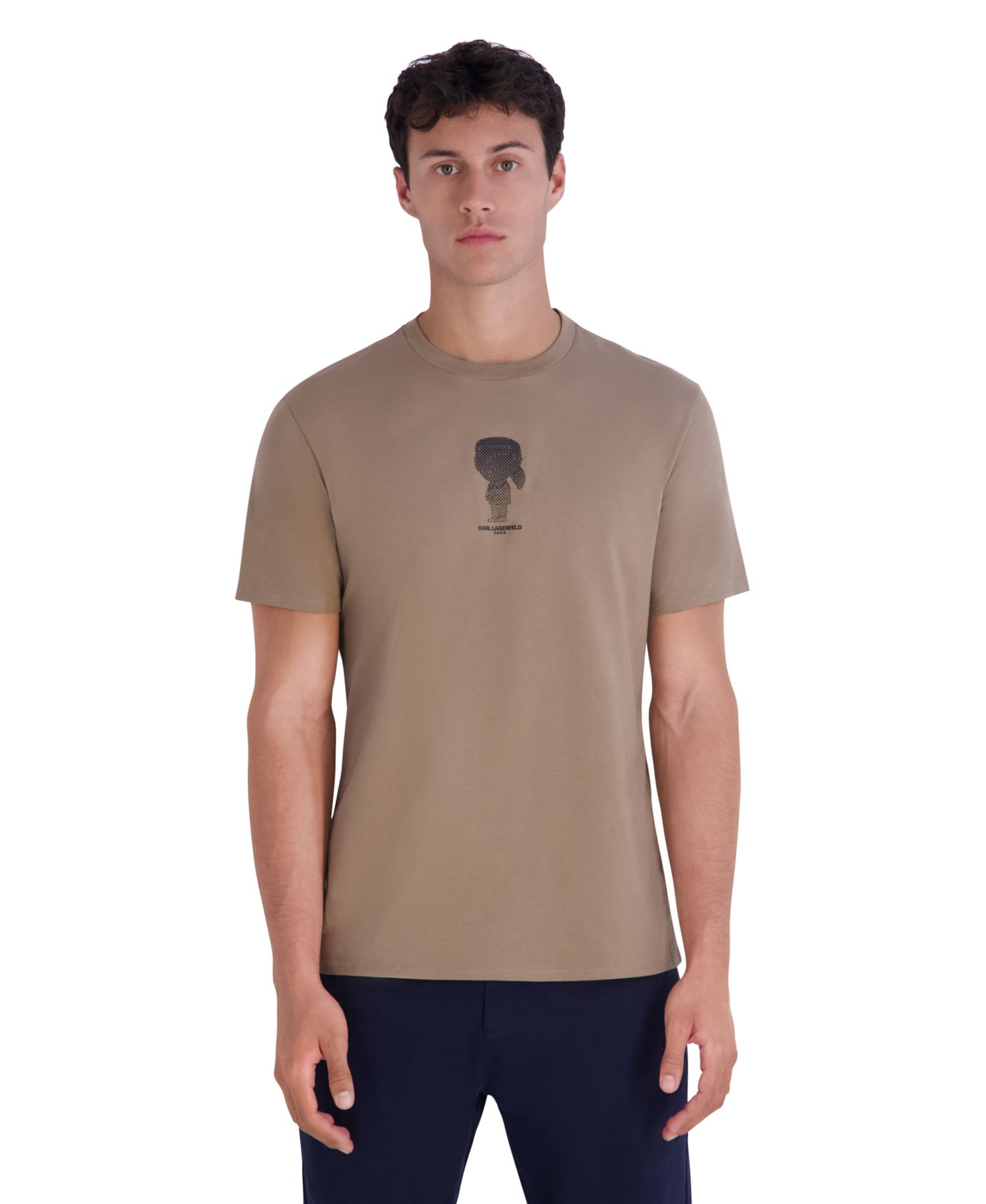 Men's Pixelated Outlined Karl Crewneck Modern-Fit T-Shirt