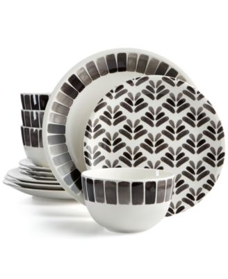 CLOSEOUT Martha Stewart Collection Heirloom 12 Pc. Black Dinnerware Set Created for Macy s Macy s