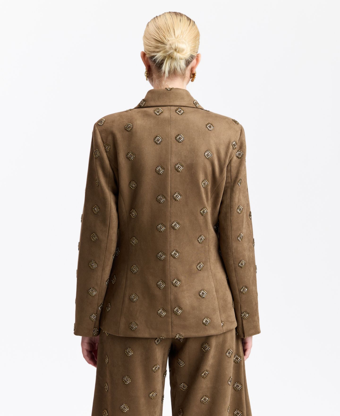 Женский пиджак Avec Les Filles Hourglass Embellished Fitted Blazer, цвет: Коричневый — фото 8