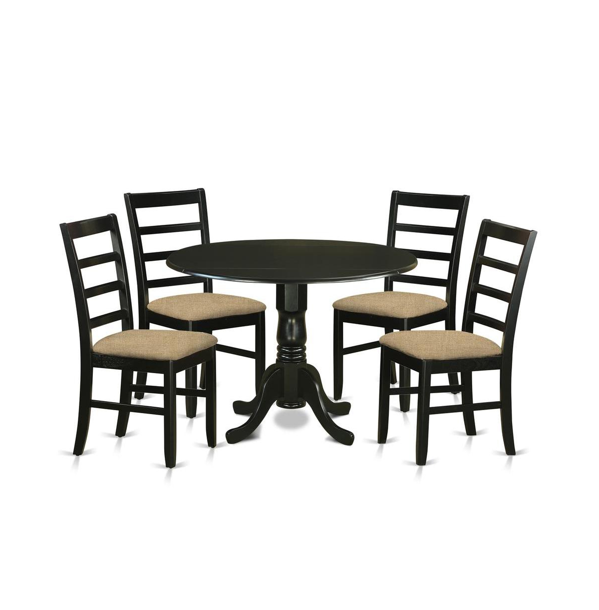East West Furniture DLPF5-blk-c 5 PcKitchen Table set - Small Kitchen Table and 4 Kitchen Dining Chairs