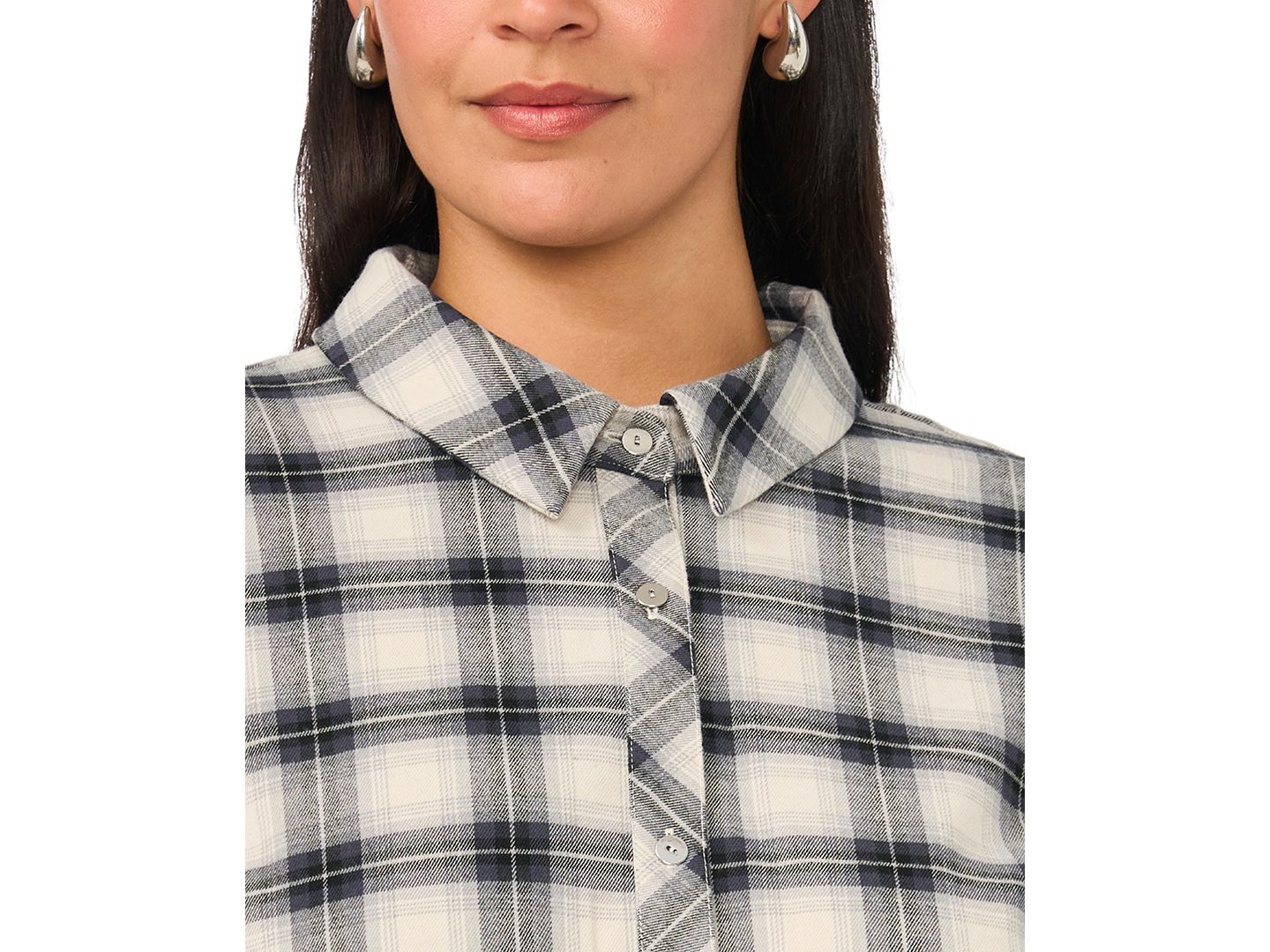 Женское платье Vince Camuto Plus Size Plaid Midi Loose-Fit Shirt Dress, цвет: Насыщенный чёрный — фото 3