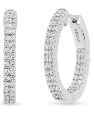 Lab-Grown Diamond Double Row Inside Out Hoop Earrings (1 ct. t.w.) in Sterling Silver (Also in 14k Gold-Plated Sterling Silver)