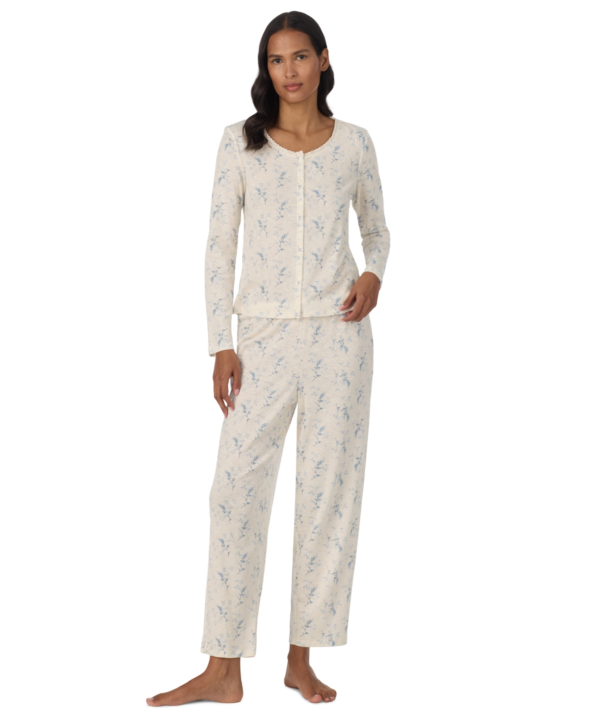 Lauren Ralph Women's Button Down Top and Ankle Pant Set