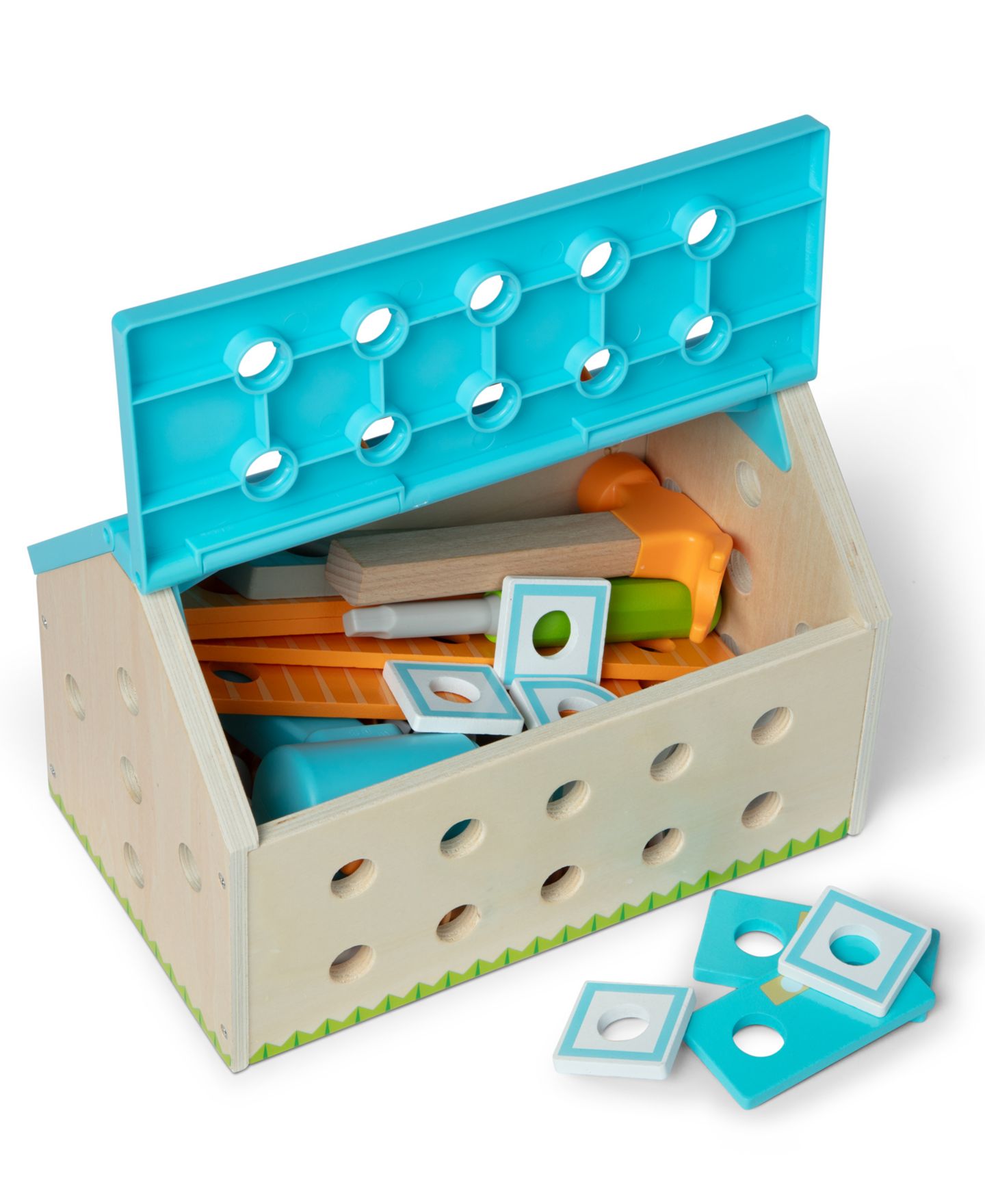 Детские конструкторы Melissa and Doug Build A House Toolbox 51-Piece Wooden Toy Set, Ages 3+ — фото 4