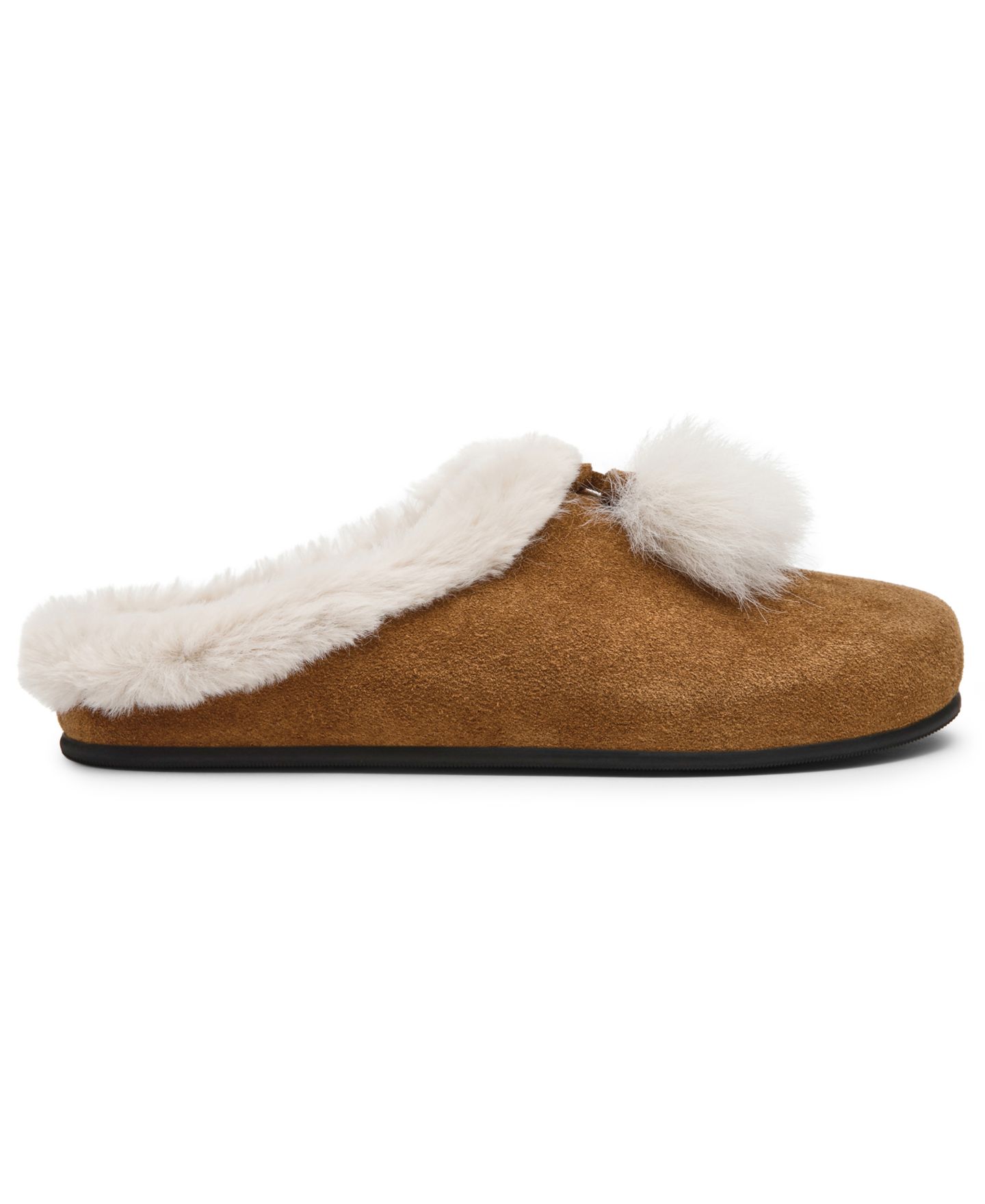 Женские сабо Steve Madden Finnegan-Pompom Cozy Slip-On, цвет: Каштановый замшевый — фото 2