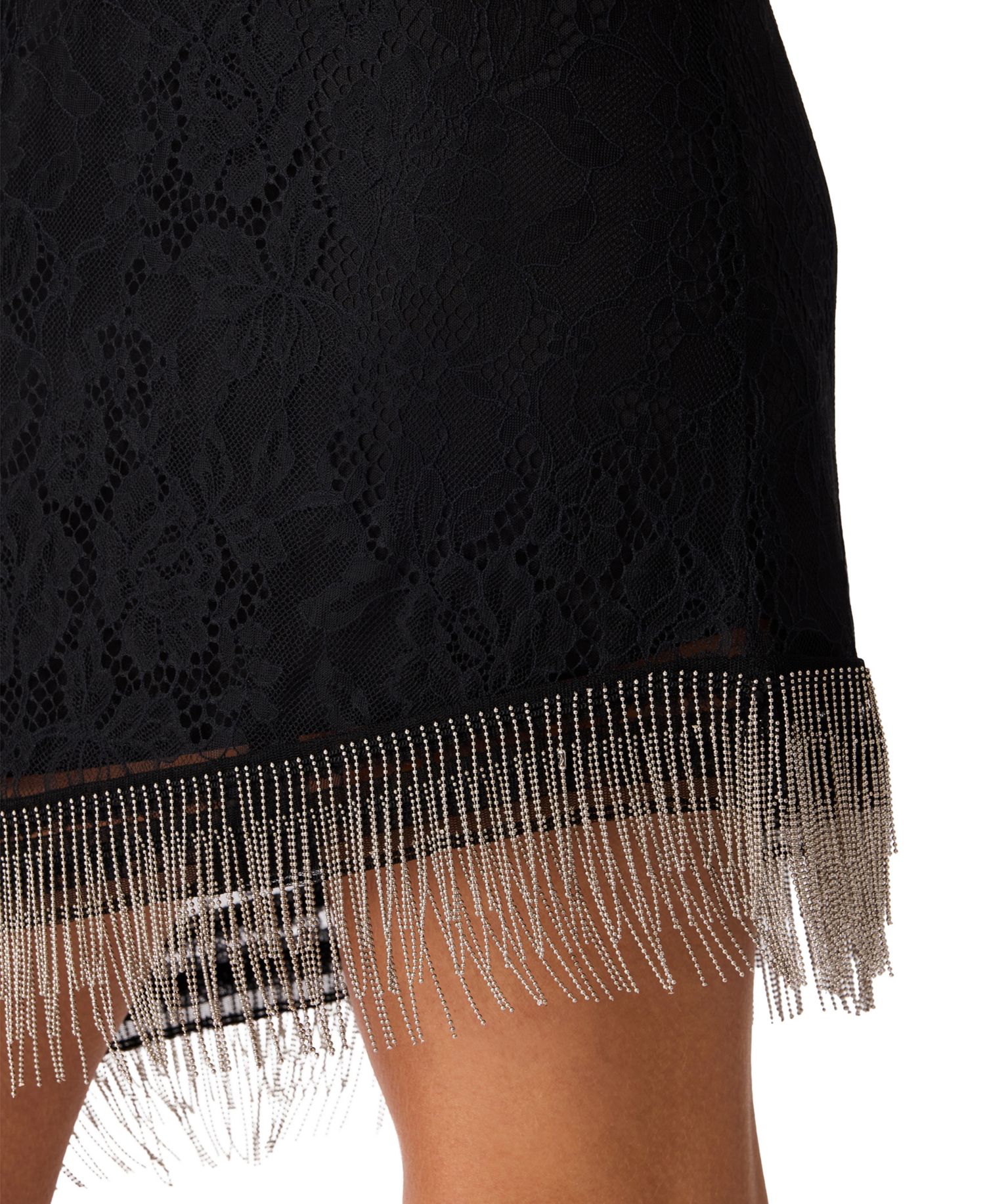 Women's Jessika Lace Rhinestone-Fringe Mini Dress