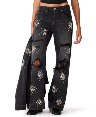 Women's Flat Iron High-Rise Wide-Leg Distressed Jeans