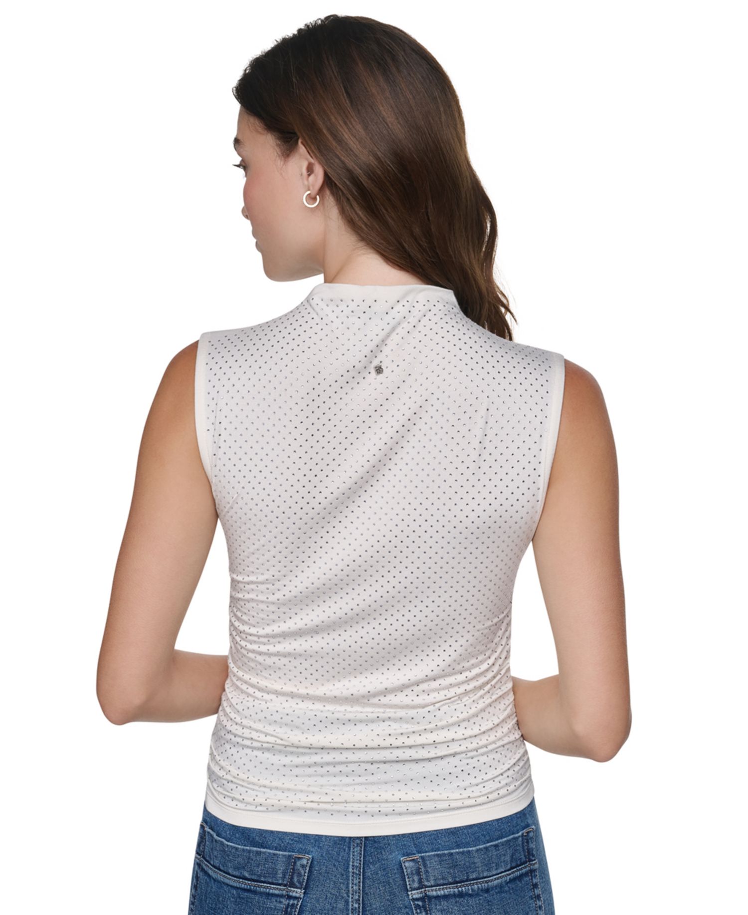 Women's High-Neck Sleeveless Ruched Tank Top