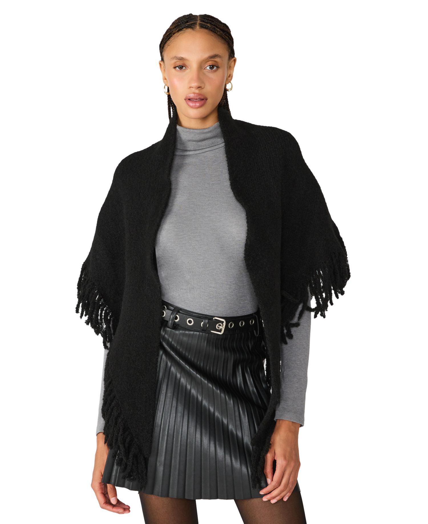 Fringe Marled Triangle Scarf