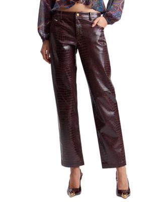 Women's Low-Rise Straight Crocodile-Embossed Jeans