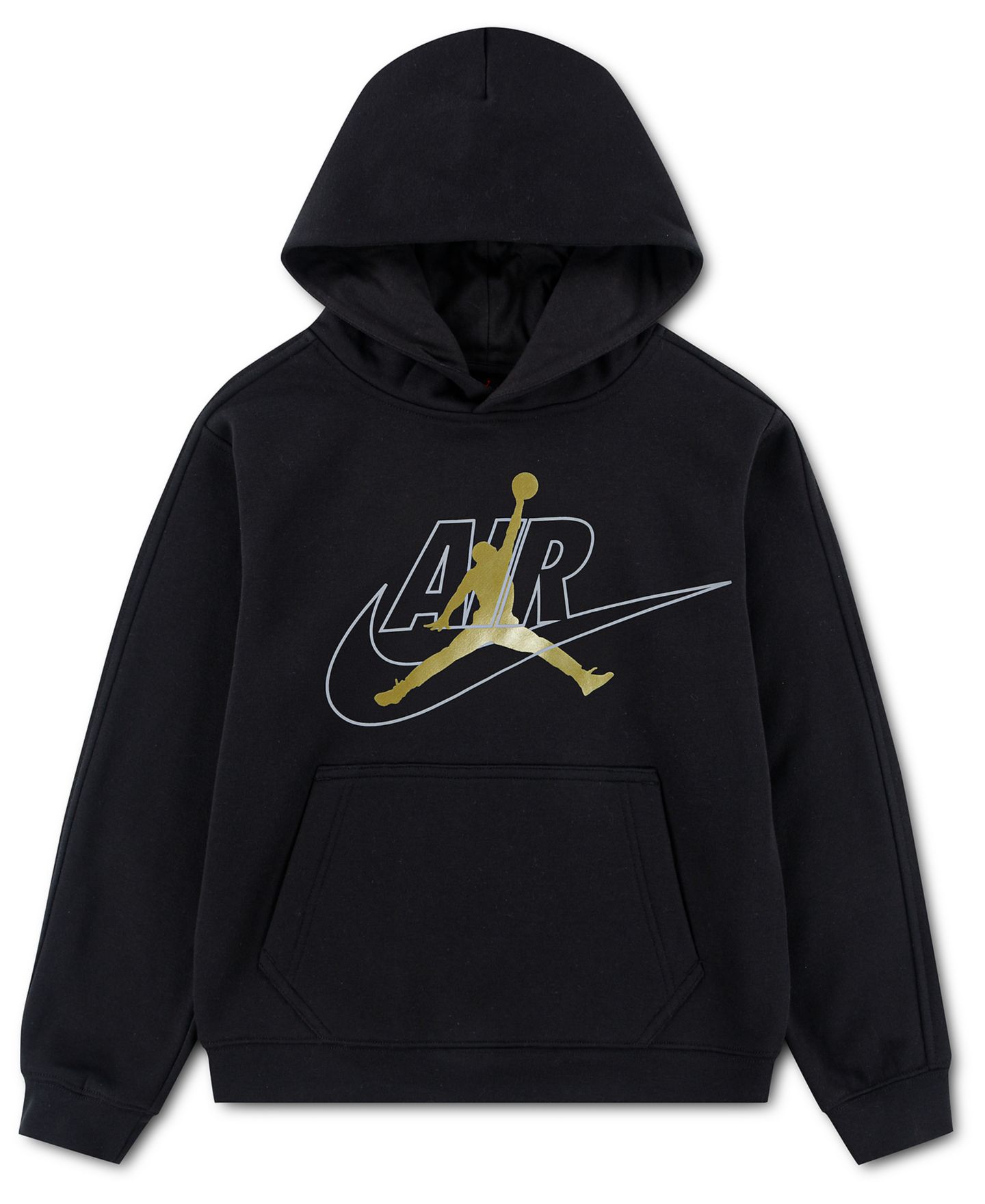 Худи Jordan Air Swoosh Kangaroo-Pocket Pullover для мальчиков, цвет: Чёрный / Золотой — фото 1