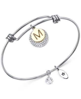 Unwritten Pave and Initial Disc Bangle 