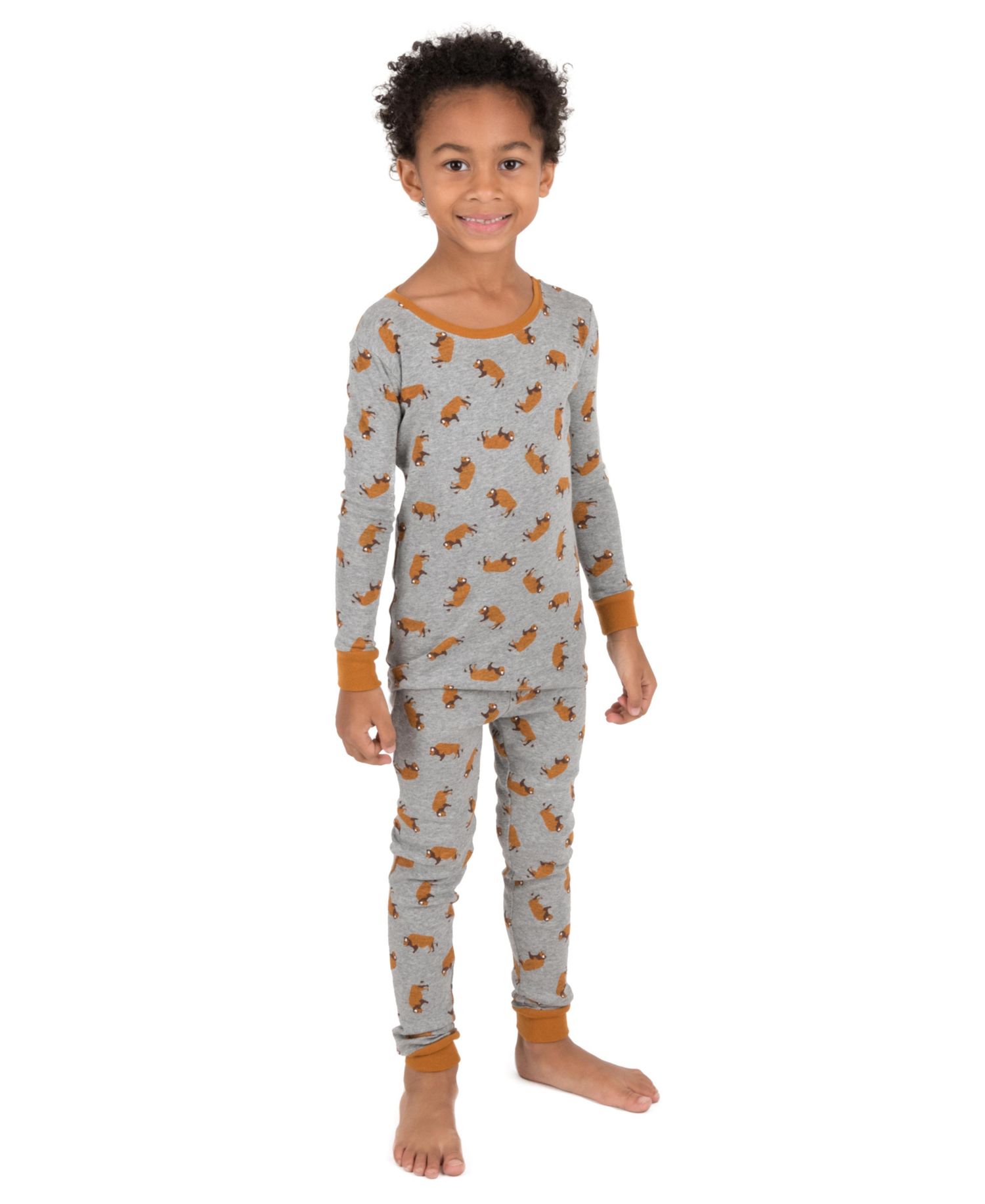 Boys' 4-20 Long-Sleeve Animal and Nature Print Cotton Top and Pants, 2-Piece Set