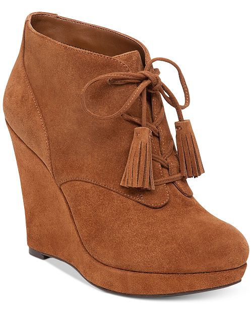 Jessica Simpson Cyntia Lace Up Wedge Booties Boots Shoes Macys