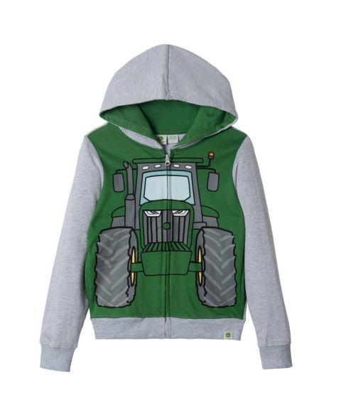 Худи John Deere Full-Zip Fleece для мальчиков, цвет: Зелёный меланжевый серый