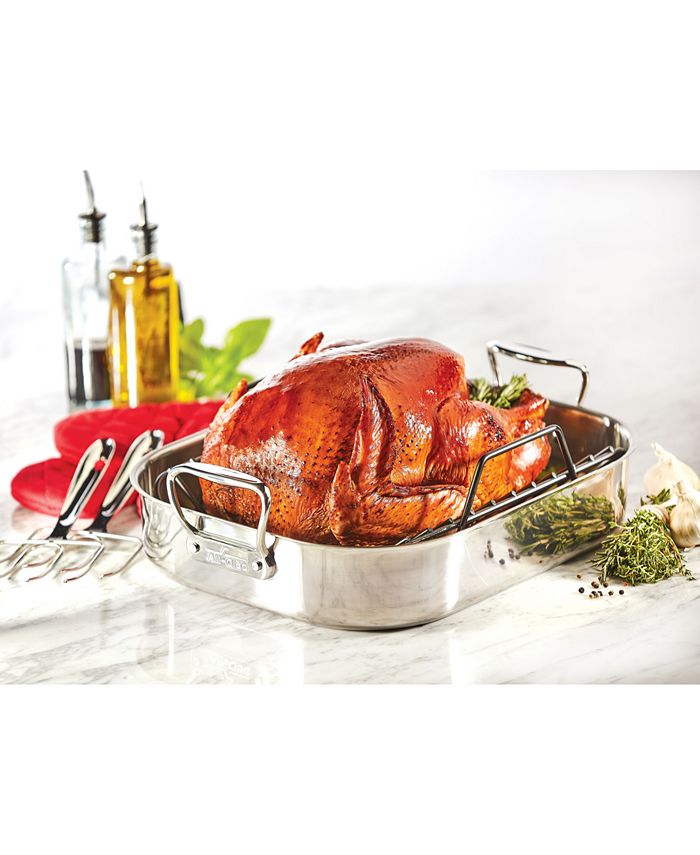 AllClad 13" x 16" Stainless Steel Roaster & Rack Macy's