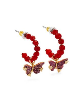 Hera Butterfly Charm Hoop Earrings in Gold