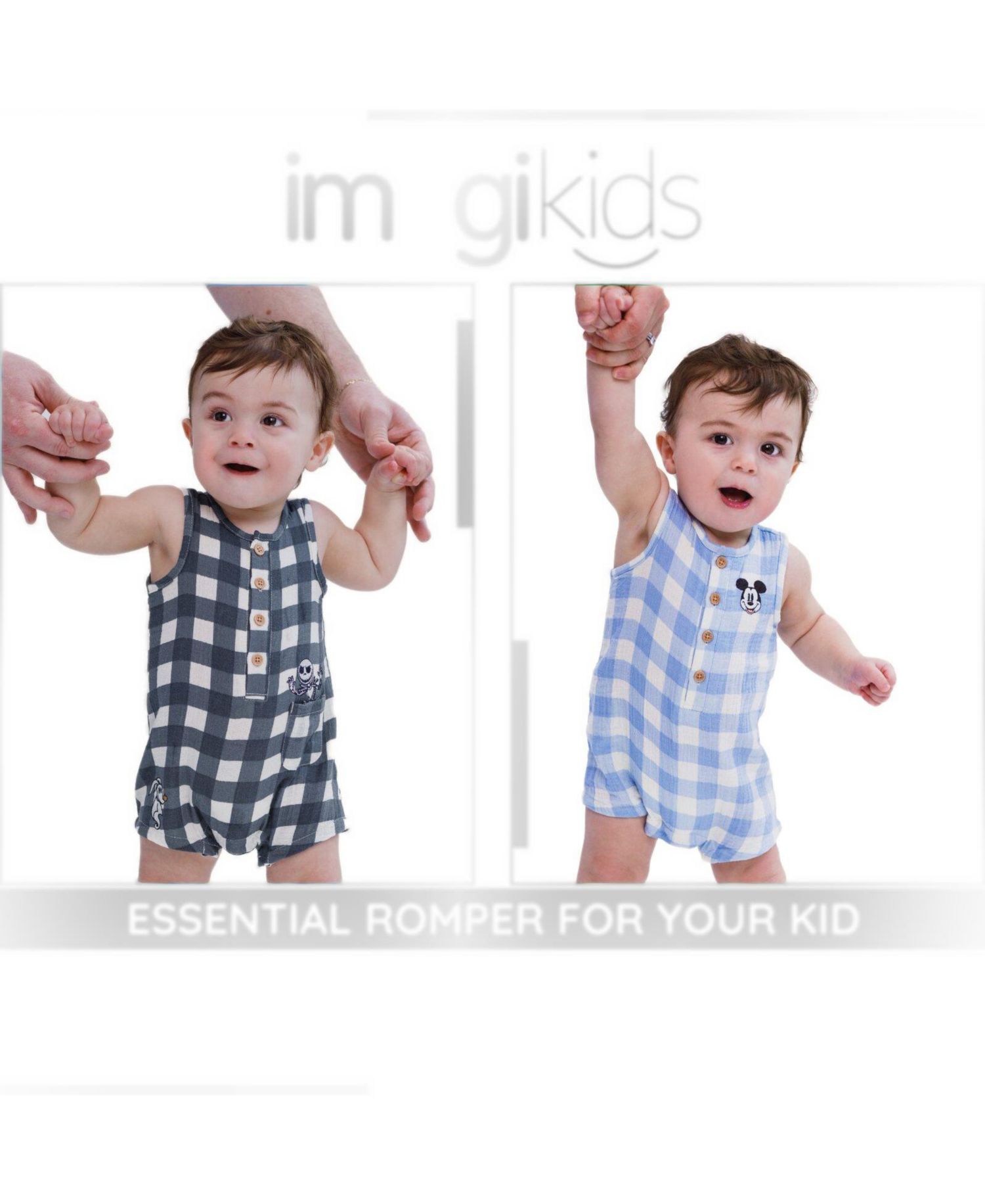 Baby Boys' Plaid Cotton-Gauze Sleeveless Romper