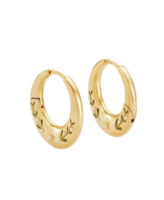 Niva Mistletoe Hoop Earrings in Gold