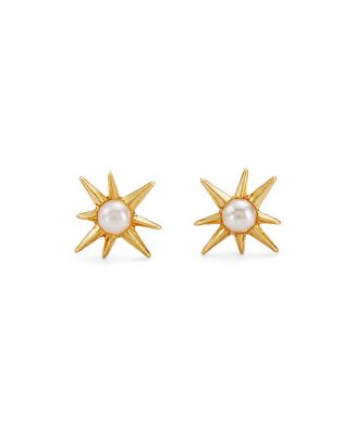 Star Pearl Stud Earrings in Gold