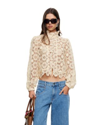 Women's Overtime Ruffle Mock-Neck Blouse