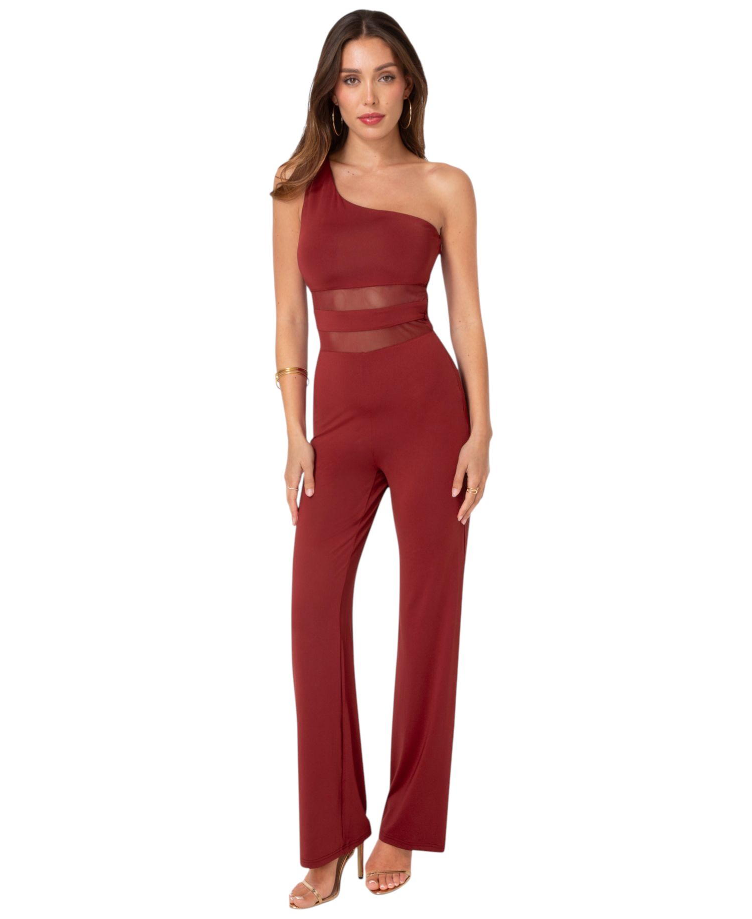Women's Wide-Leg One-Shoulder Sleeveless Jumpsuit