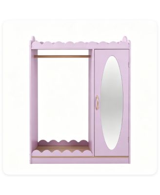 42 Inch Kids Dress Up Closet with Mirror, Garment Rack and Storage