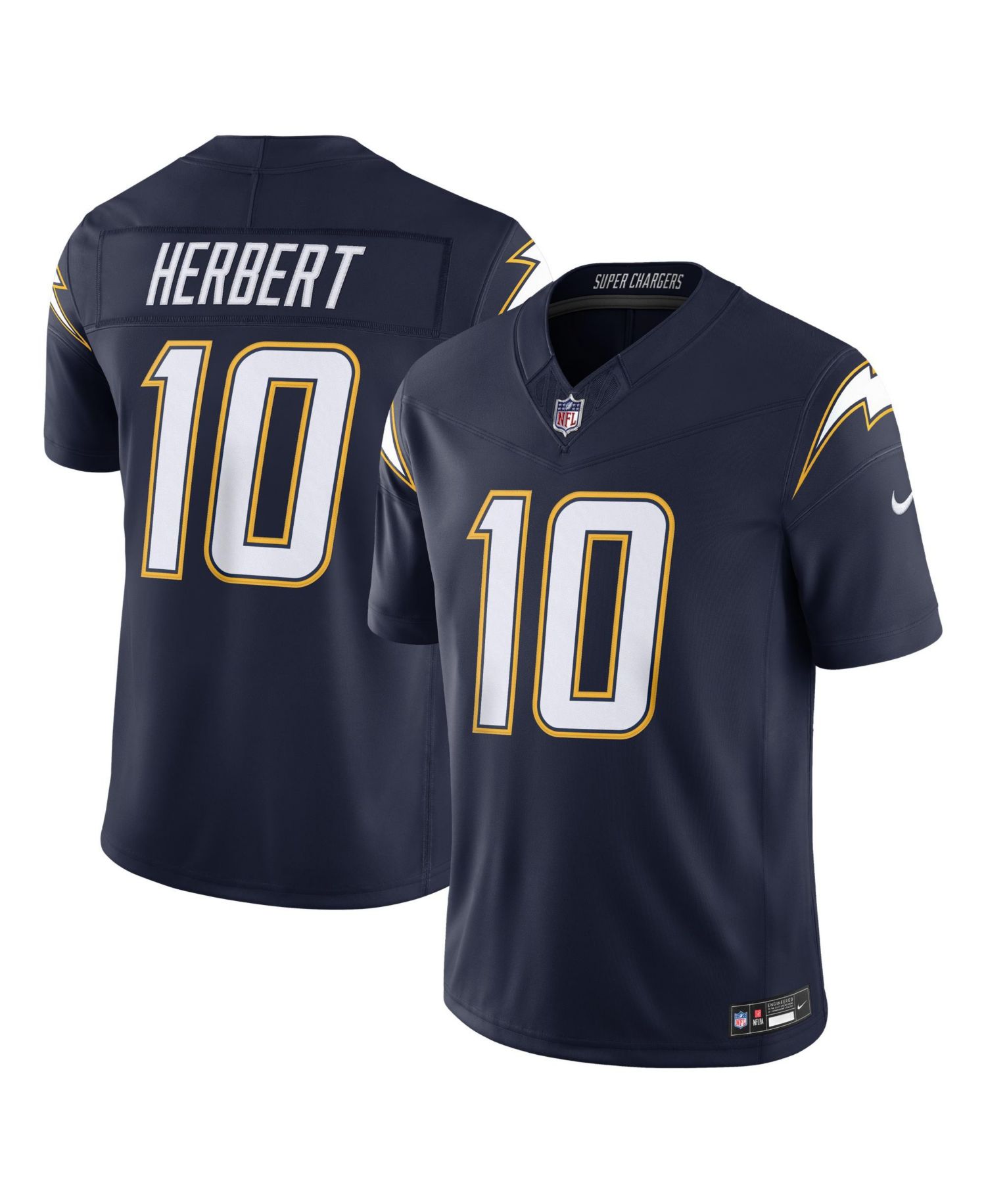 Men's Justin Herbert Navy Los Angeles Chargers Alternate Super Chargers Vapor F.U.S.E. Stitched Limited Jersey