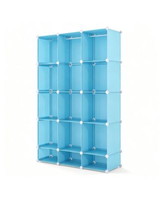 3-Cube Modular Kids Wardrobe with Clothes Rods and Storage Shelves