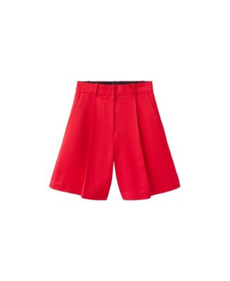 Women's Pleated Mid-Rise Bermuda Shorts, 7.87" Inseam