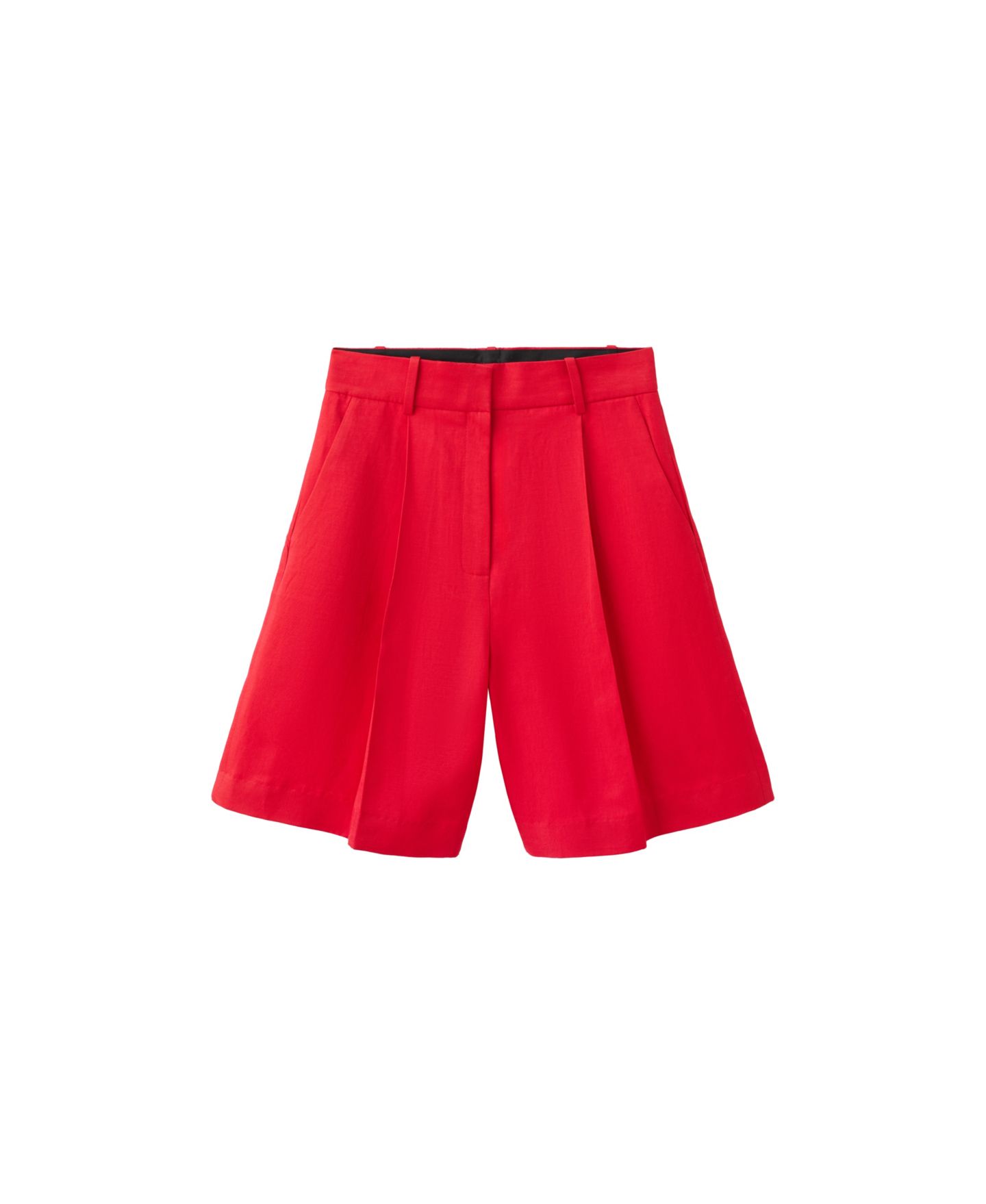 Женские шорты Mango Pleated Mid-Rise Bermuda Shorts, 7.87" Inseam, цвет: Красный — фото 1