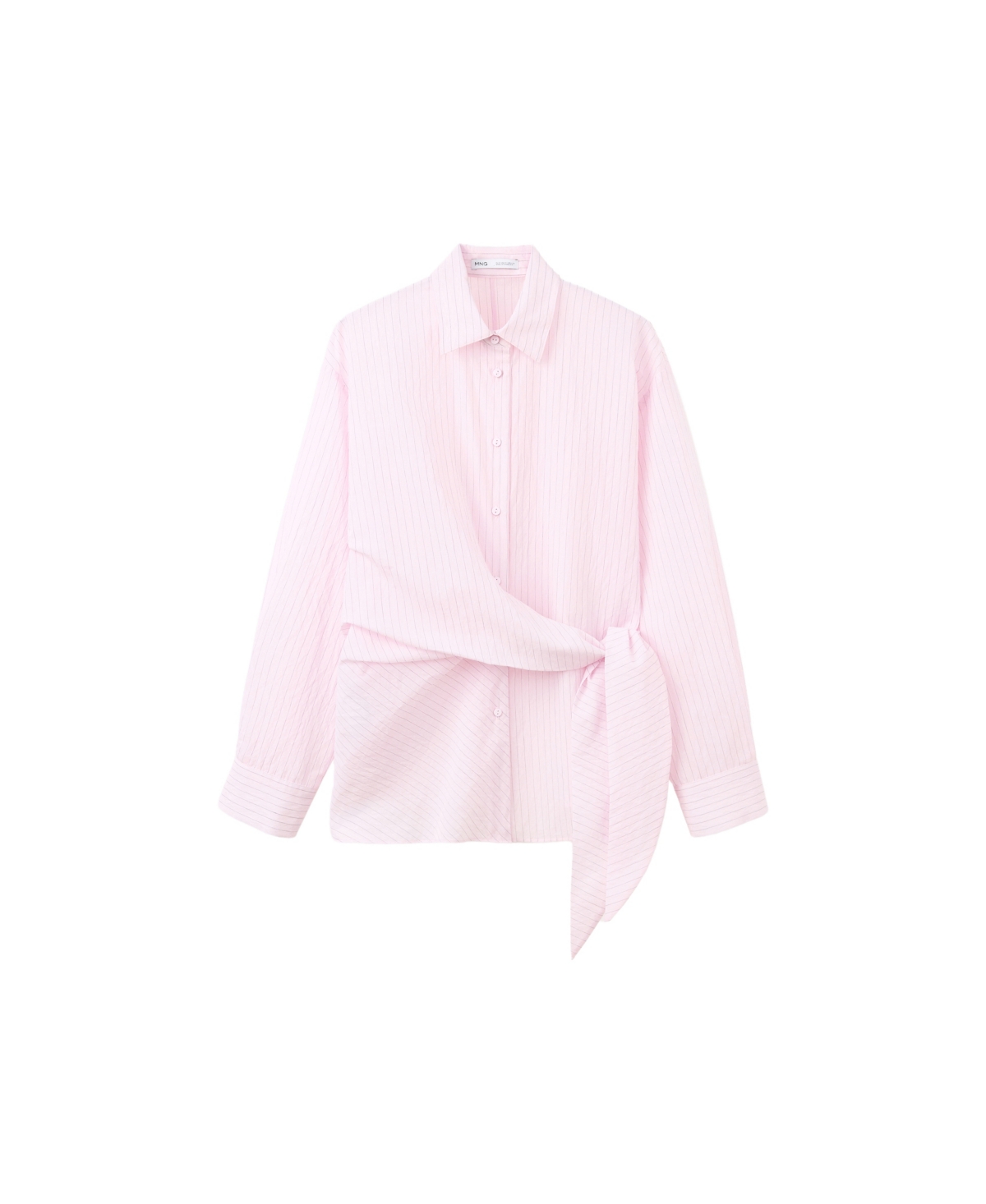 Mango Women's Tie-Front Striped Blouse - Pink