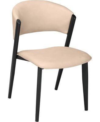 Aspen Modern Dining Chairs Leather Kitchen Side Chair - Open Back and Curved Design, Iron Legs, Accent Seating for Dining Room