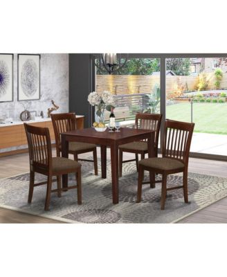 OXNO5-MAH-C 5 Pc Kitchen Table set - square Table and 4 Dining Chairs