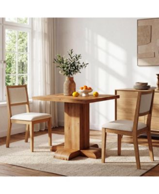 Solid Wood Square Dining Table, 31.5'' Rustic Farmhouse