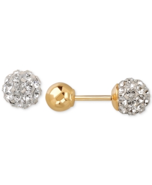 image of Children-s Swarovski Crystal Fireball and Gold Ball Reversible Stud Earrings in 14k Gold