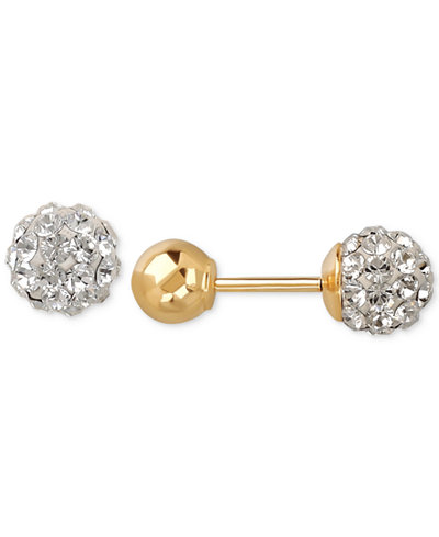 earrings gold fireball 14k crystal main swarovski reversible stud ball