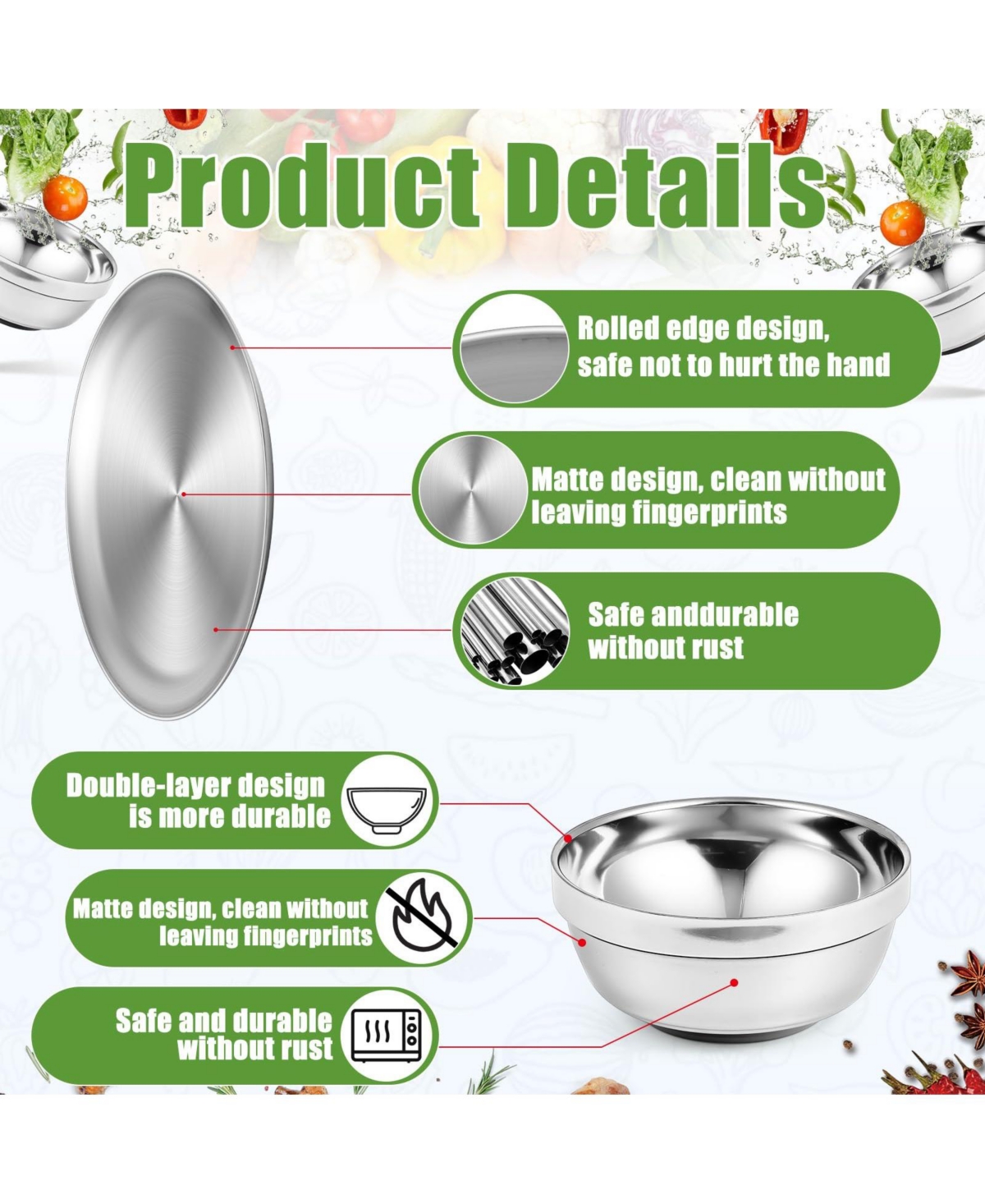 Piscifun Stainless Steel Camping Dinnerware Set Double Walled Insulated
