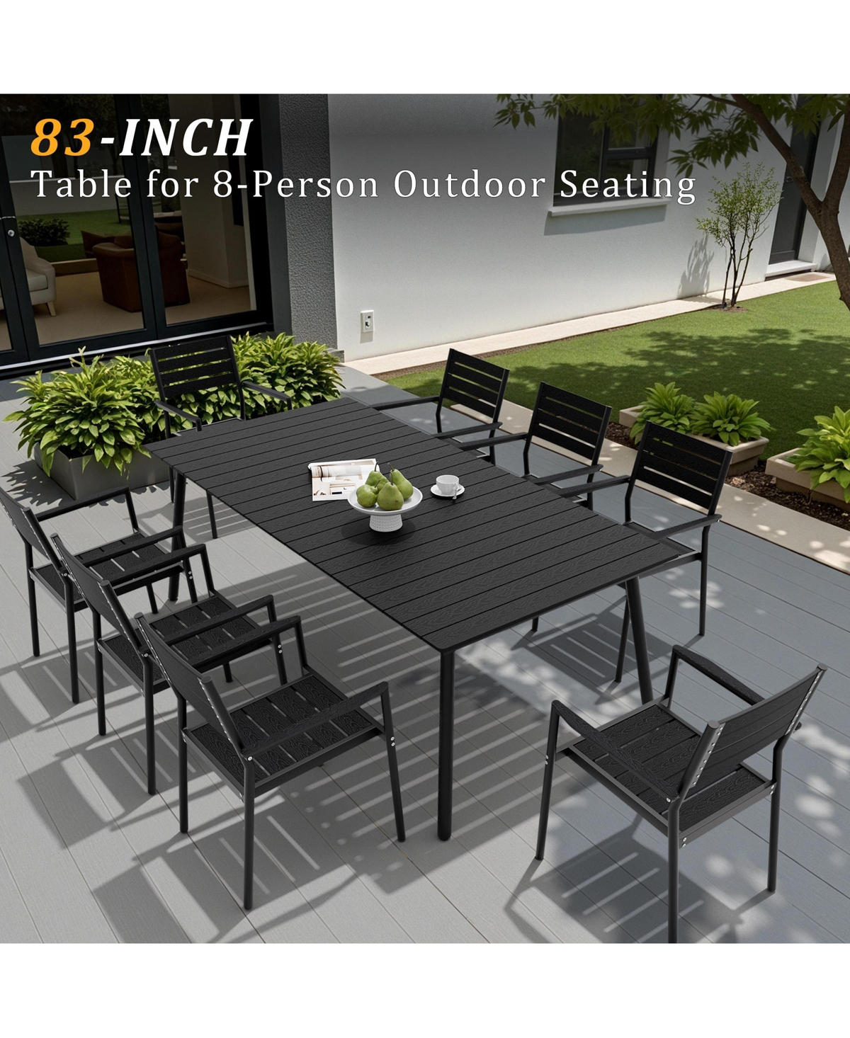 Pellebant Outdoor Rectangle Aluminum Dining Table with Umbrella Hole