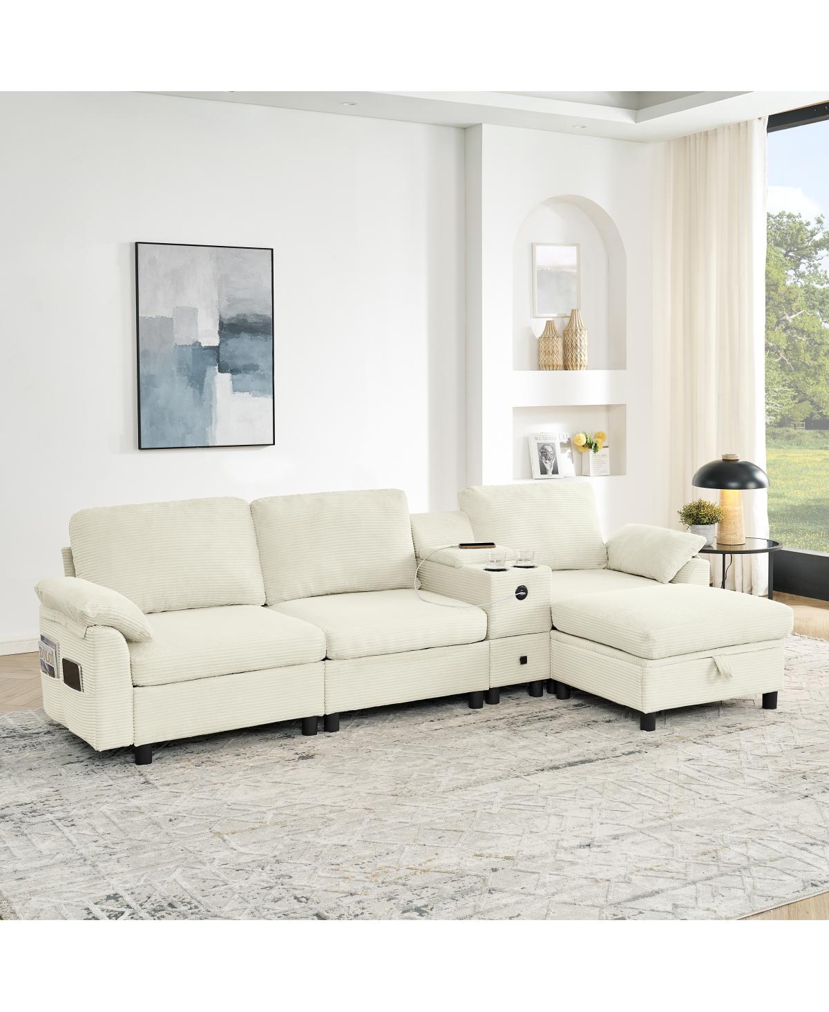 Streamdale Furniture Modern Modular L-Shaped Storage Sectional Sofa