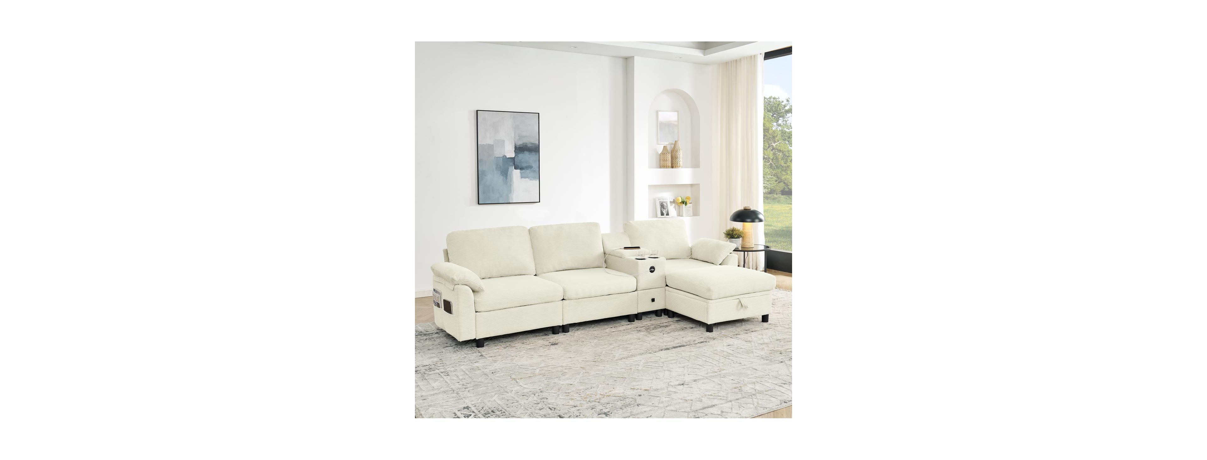 Streamdale Furniture Modern Modular L-Shaped Storage Sectional Sofa