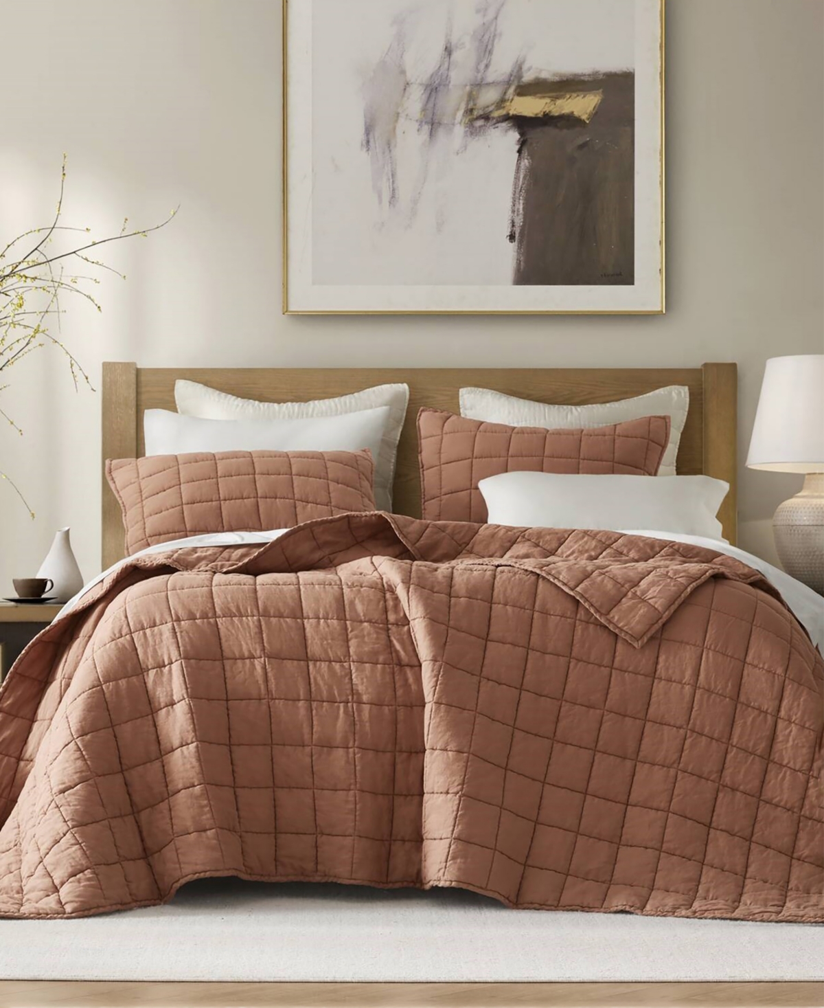 Harbor House French Flax Linen Garment Washed Quilt Set, King/California King