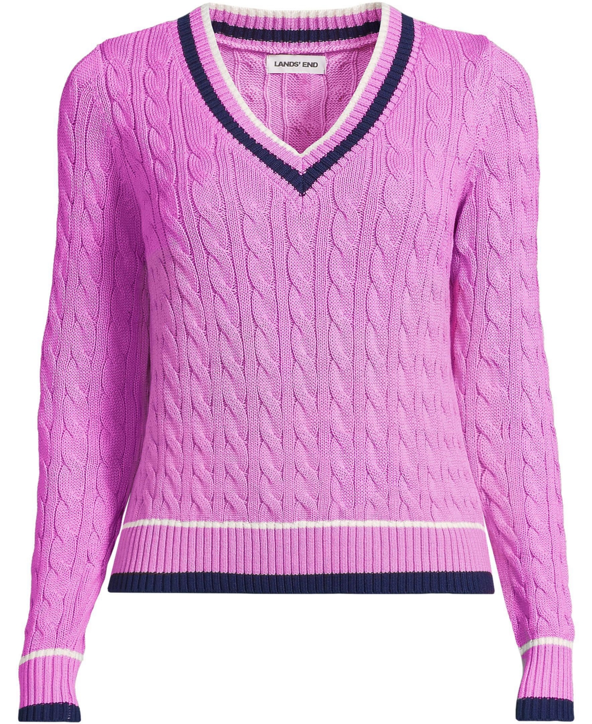 Lands' End Women's Drifter Cable V-neck Sweater