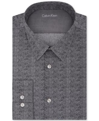 Calvin Klein - Men's Extra-Slim Fit Black Print Dress Shirt