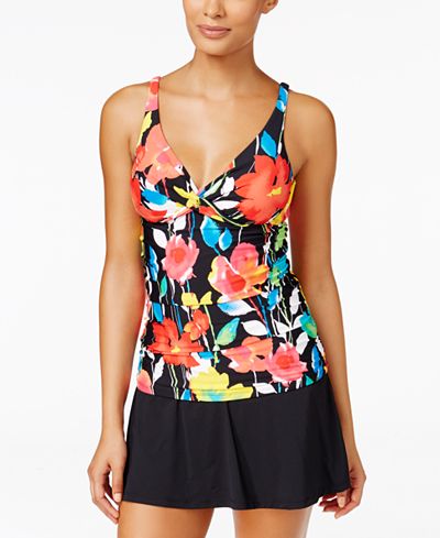 Anne Cole Growing Floral Bra-Sized Tankini Top & Swim Skirt