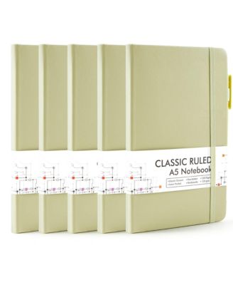 Hardcover Ruled Lined Journals Set with Pen Holder Retractable Pens School Business Supplies