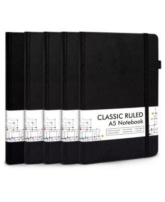 Hardcover Ruled Lined Journals Set with Pen Holder Retractable Pens School Business Supplies