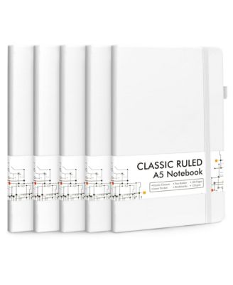 Hardcover Ruled Lined Journals Set with Pen Holder Retractable Pens School Business Supplies