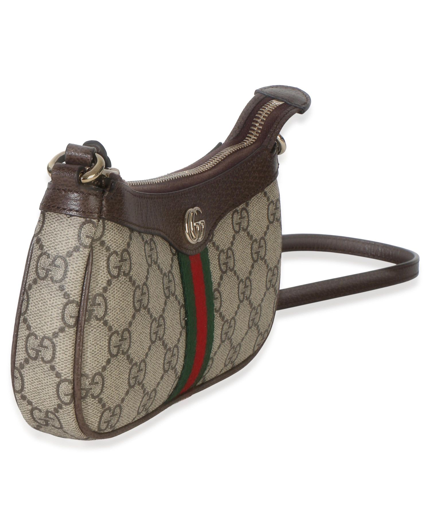 Beige Ebony GG Supreme Monogram Canvas Mini Ophidia Shoulder Bag