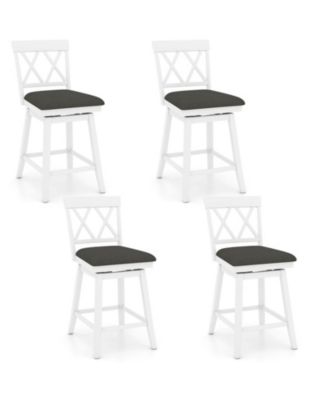 24 Inch Rubber Wood Swivel Counter Set of 4 with Upholstered Cushions Bar Stool
